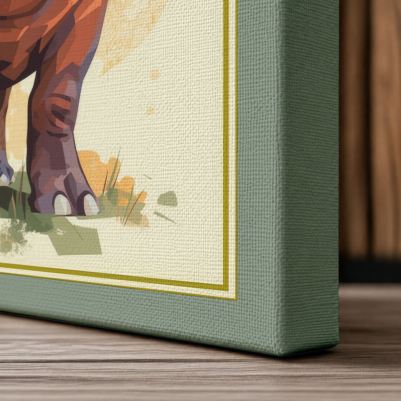 Gentle Hippopotamus Boho - Wrapped Canvas, 18x12 - 45.7 x 30.5 cm, Sage Border