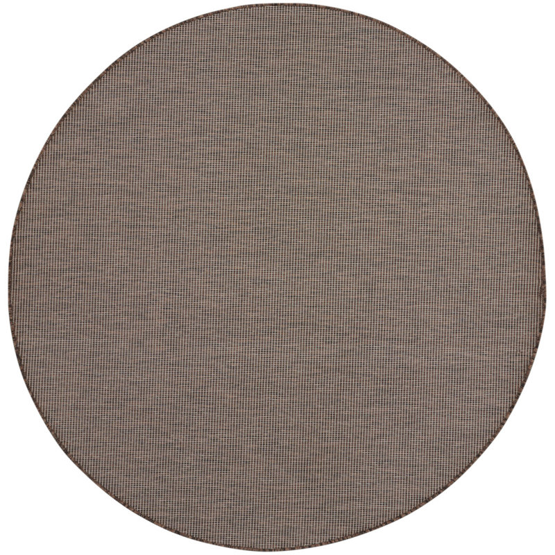 Tapis terre cuite intérieur / extérieur Lillehammer, Brun, Rond 6 pi
