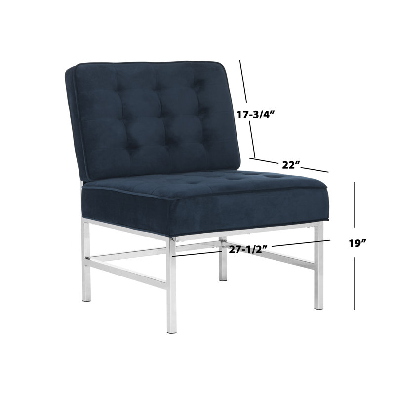 Fauteuil de chambre capitonné en polyester, Mélange de polyester bleu marine