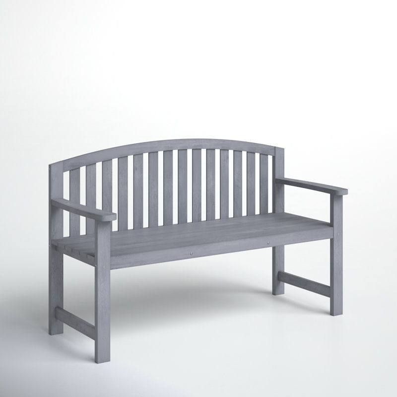 Analys Outsunny 56" Outdoor Wood Bench, 2-Seater Garden Bench with Backrest and Armrest, Patio Bench, Gray