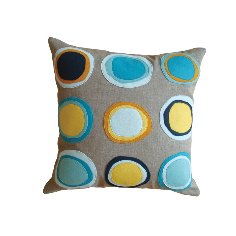 Coussin décoratif en lin , Bleu/jaune