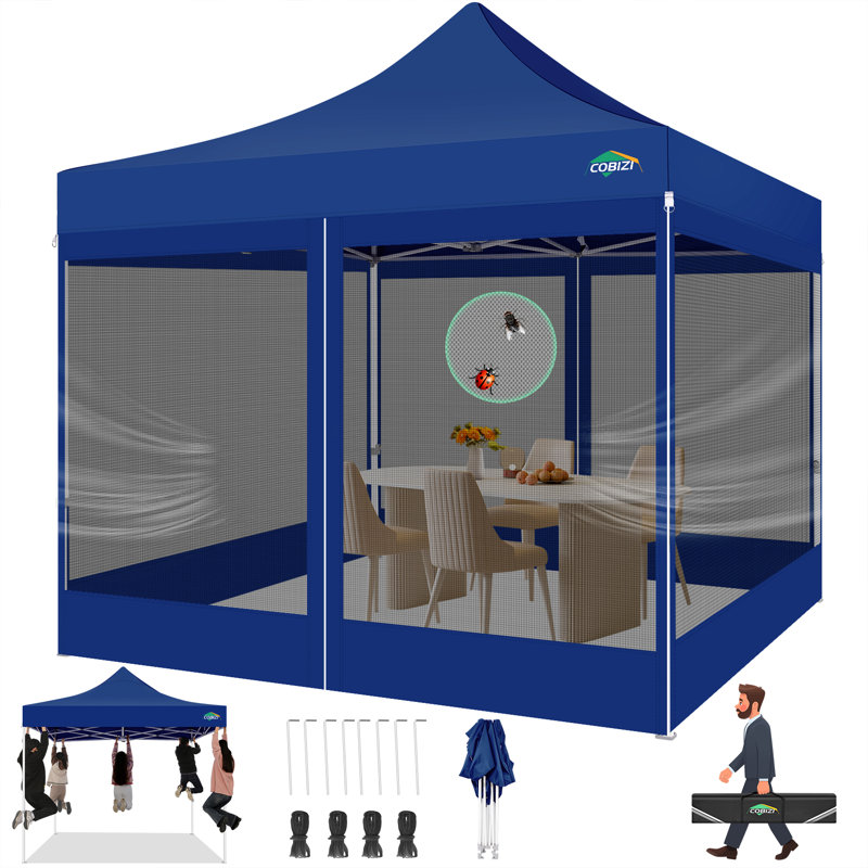 Folding Gazebo 118 x 118 Waterproof Stable Party Tent, Dark Blue