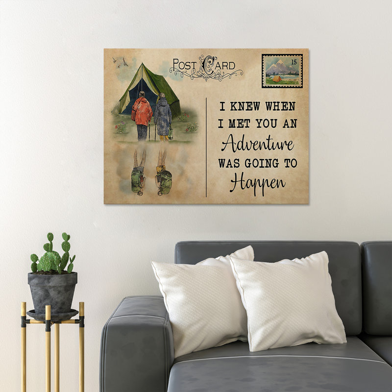 Couple With Camping Tent - I Knew When I Met You - 1 Piece Rectangle Graphic Art Print On Wrapped Canvas