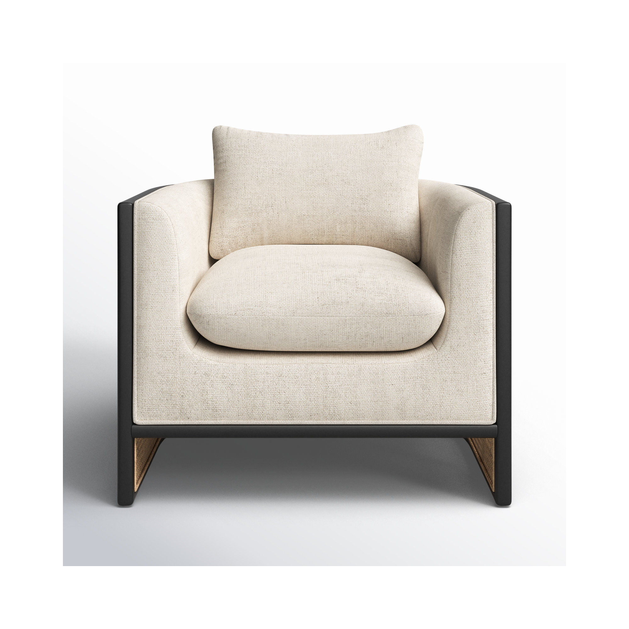 Isidor Upholstered Barrel Chair, Brushed Ebony, Thames Cream