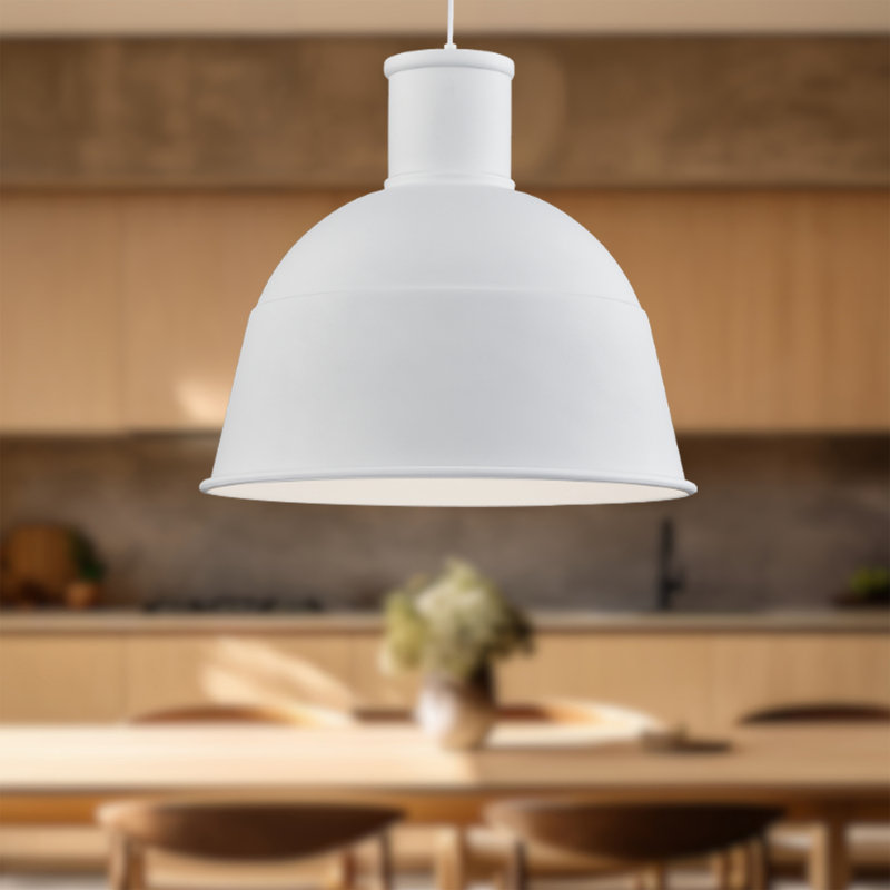 Luminaire suspendu en forme de dôme à 1 lumière Irving, Blanc, H 21 po x l 22 po x P 22 po