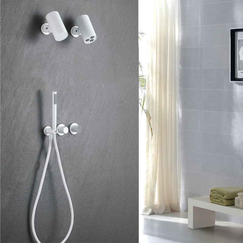 Système de douche complet avec inverseur Lamh, Blanc mat