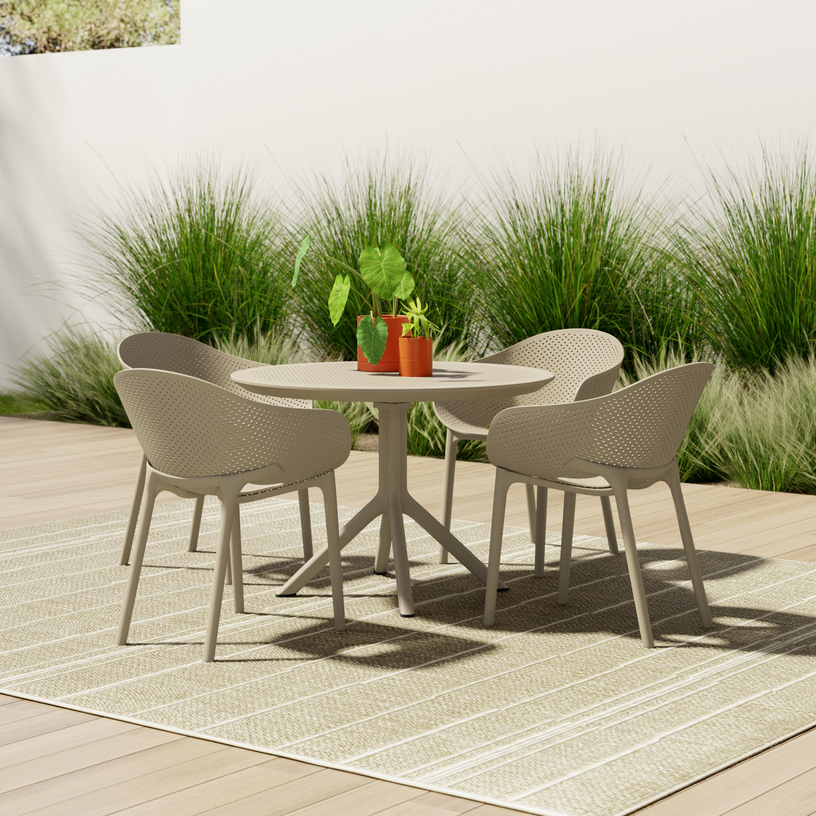 Farrah 41" Patio Dining Set, Taupe