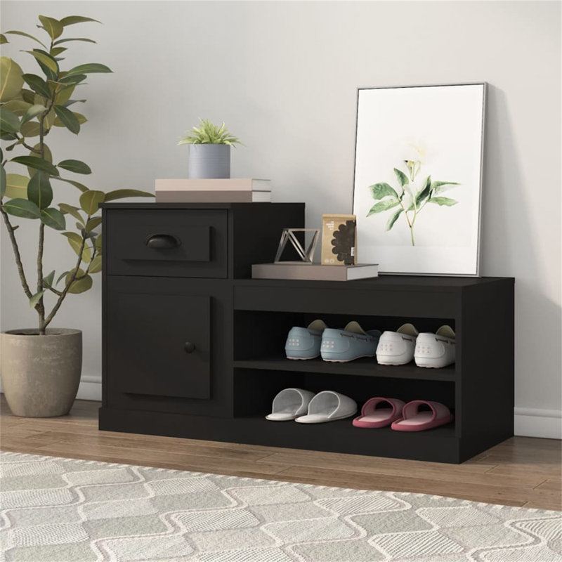 Menzen Shoe Storage Cabinet, Black