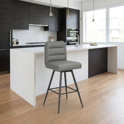 Upholstered Faux Leather Bar Stool