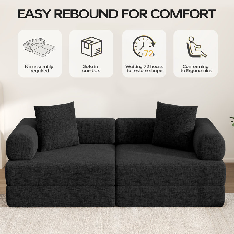 2 Seater Chenille Loveseat, Black