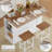3 Pieces  Farmhouse Kitchen Island Cart with Power Outlets, 2 Stools & Drop-Leaf Top | Mobile Serving Cart with Storage & Removable Wheels-1060110169