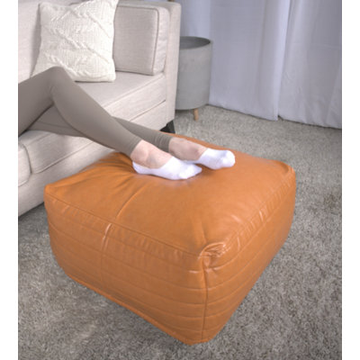 Repose-pieds rectangulaire en similicuir Bambo
