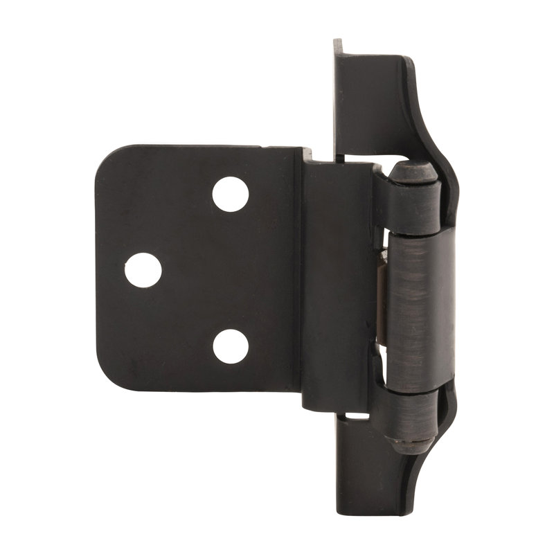 Self-Closing Semi-Concealed 1/4" overlay, 3/8" inset Face Frame Self-Close - Vintage Bronze - Cabinet Door Hinges (Set of 2)