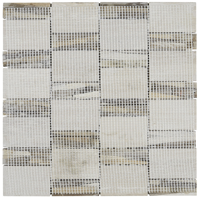 Stone Mosaics Abstract 12" x 12" Polished Natural Stone Field Tile in Chenille White