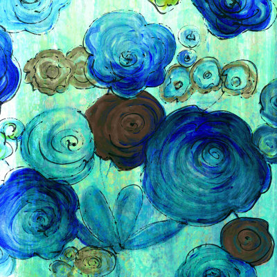 Bleu et bleu sarcelle, impression sur toile tendue