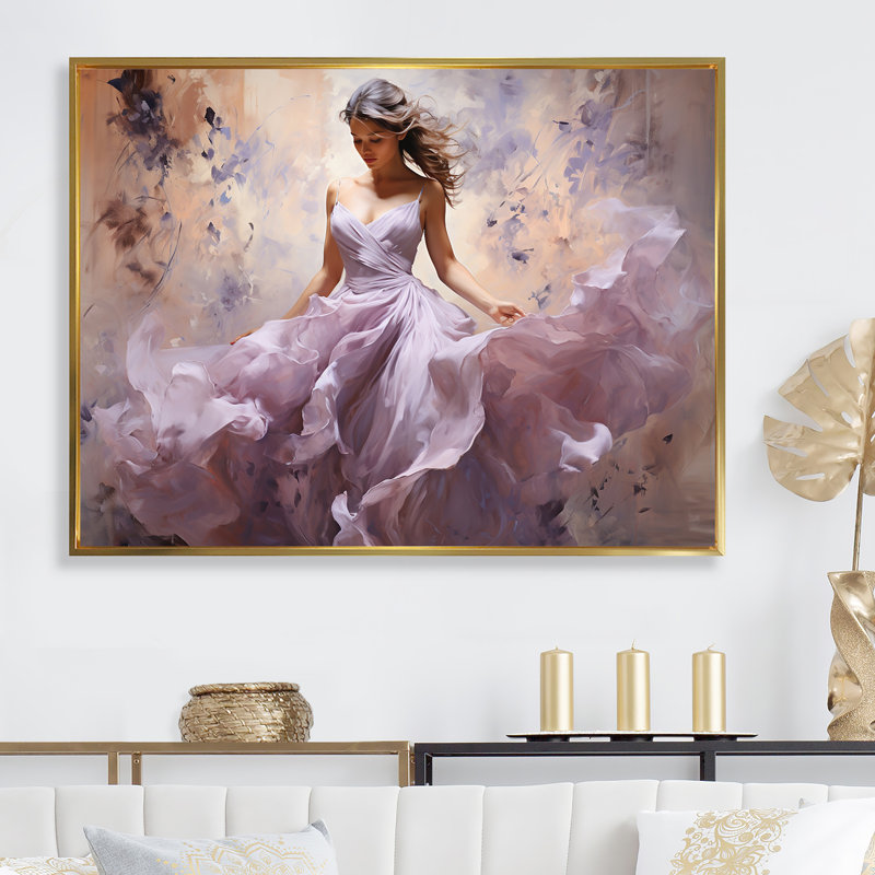 «Ballet Dance In Lilac I» sur toile, Cadre flottant doré, L 32 po x H 16 po