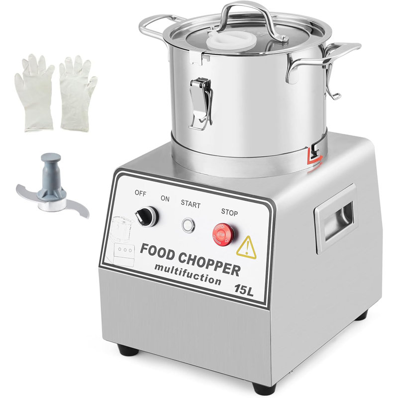 Robot culinaire commercial 1400 W, hachoir à viande électrique de 16 pintes, robot culinaire avec corps et lame en acier inoxydable, gants, brosse, 110 V