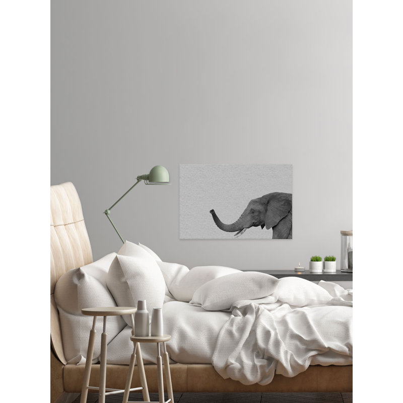 Side Elephant II - Drawing on Canvas, 20cm H x 30cm W