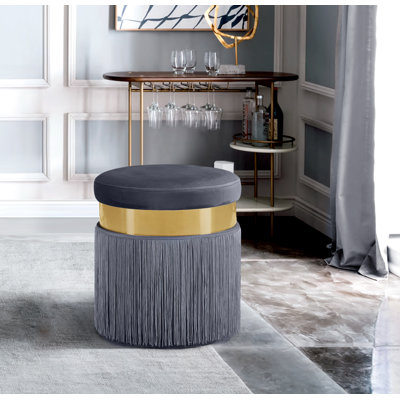 Yasmine 15.5" Wide Velvet Round Standard Ottoman