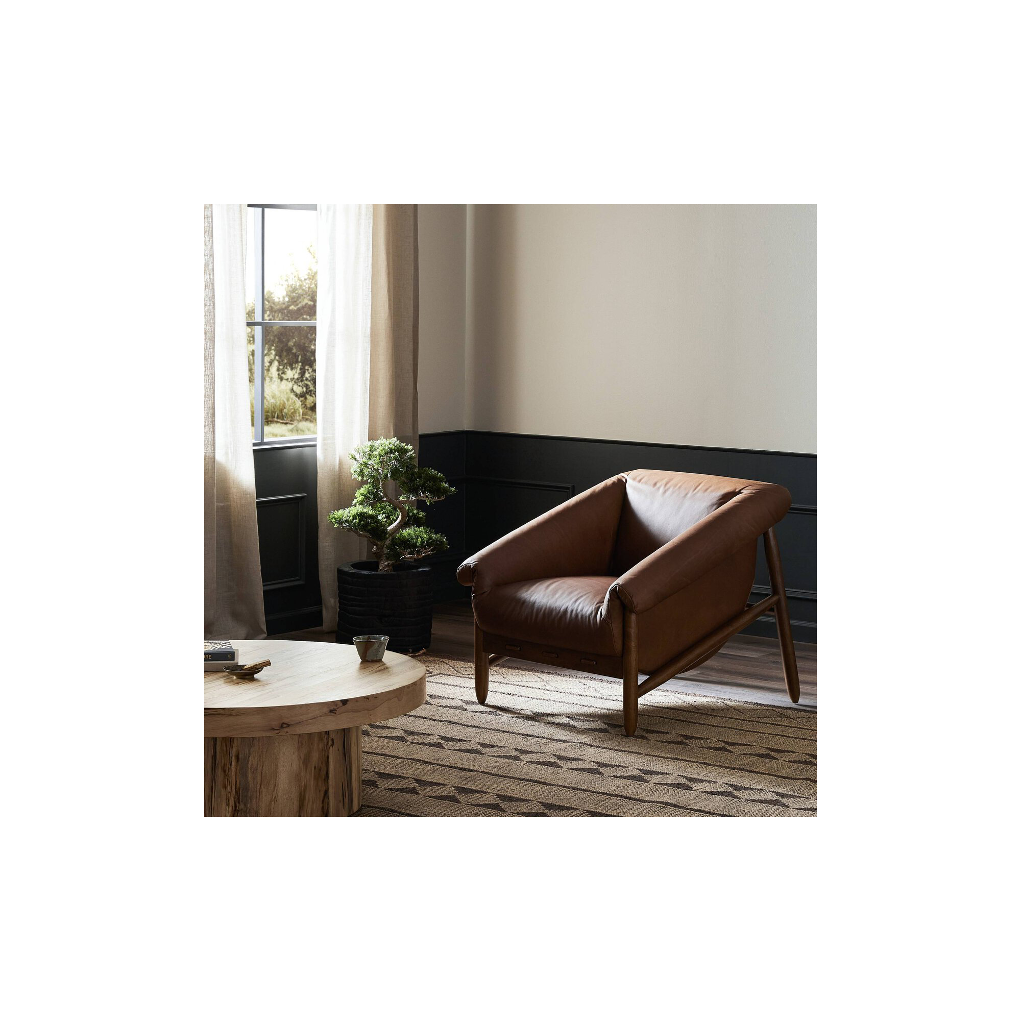 Arista Upholstered Armchair, Heirloom Sienna Genuine Leather