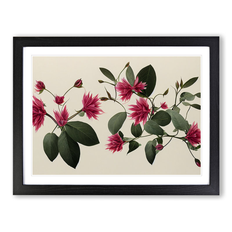 Serene Flowers - Framed Print, Black, 46cm H x 64cm W x 2cm D