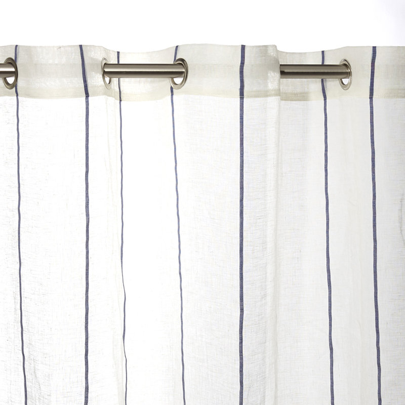 Linen Sheer Single Curtain Panel, Blue, 145 W x 298 D cm