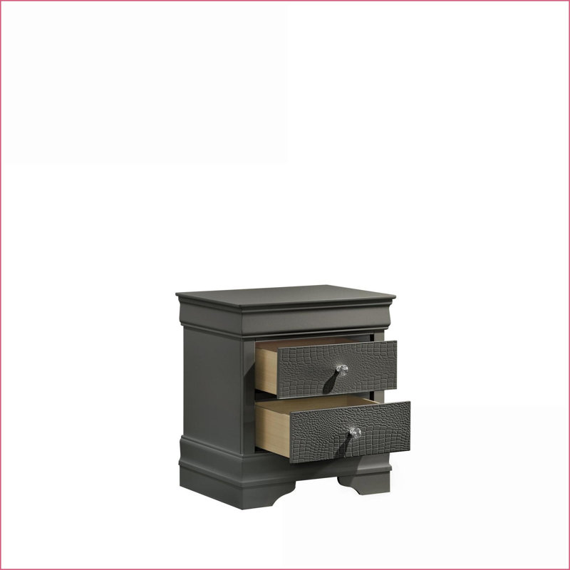 Table de chevet 2 tiroirs Blaze, Gris