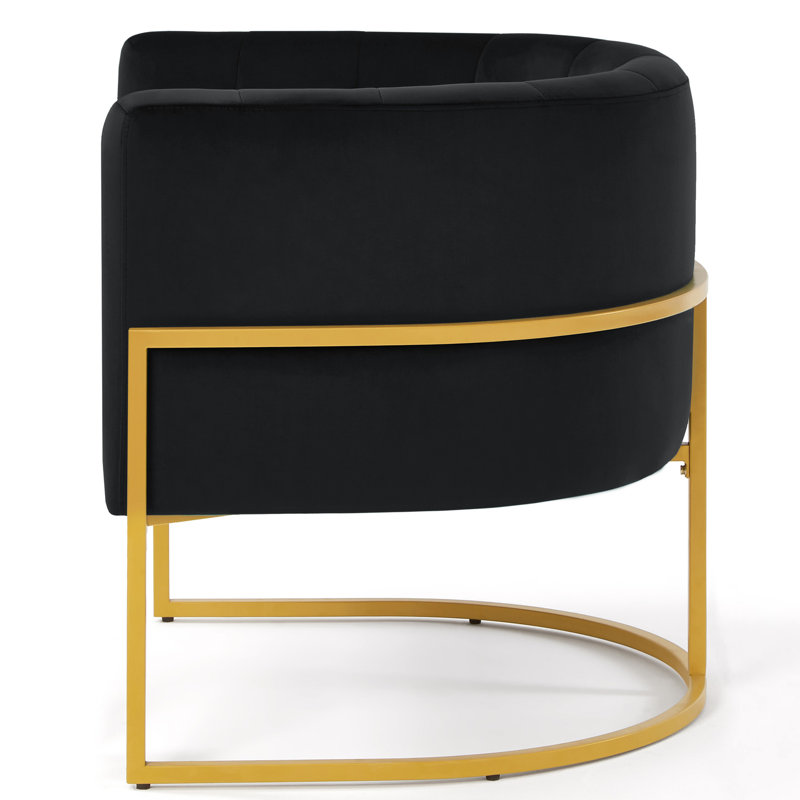 Chaise rembourrée en velours moderne avec structure en métal doré - pour le salon, la chambre à coucher, le bureau