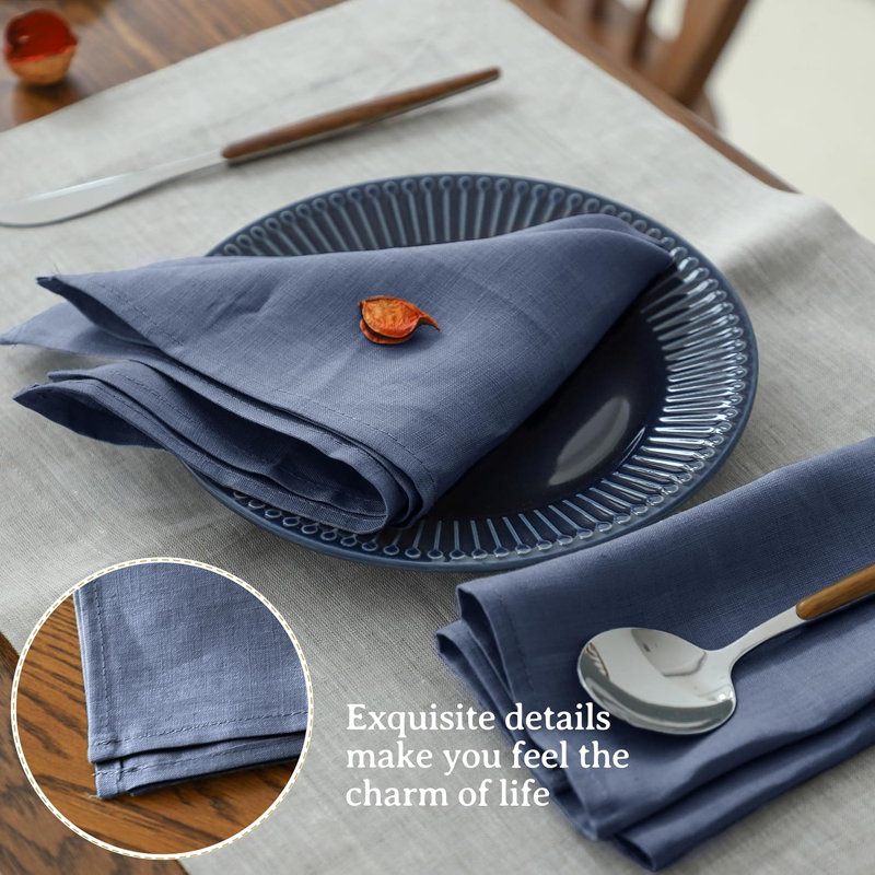 Nappe texturée 100% serviettes de table en paquet de 6, Bleu classique