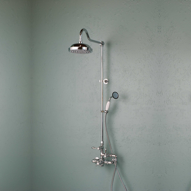 Douche thermostatique apparente et douchette à main de Strom Living, Laiton poli non laqué