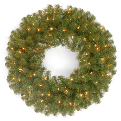 Couronne de Noël Evergreen Ridge en épicéa de 61 cm (24 po) avec lumières claires