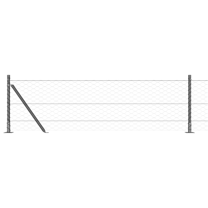 Hexagon Fence Grey Steel, 40cm H x 2500cm W