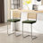 Marlow Mid-Century Modern Rattan Back Tufted Leather Upholstered 25.6" Counter Stool with Chrome Steel Sled Frame-1887625418-1887625415-1880178255