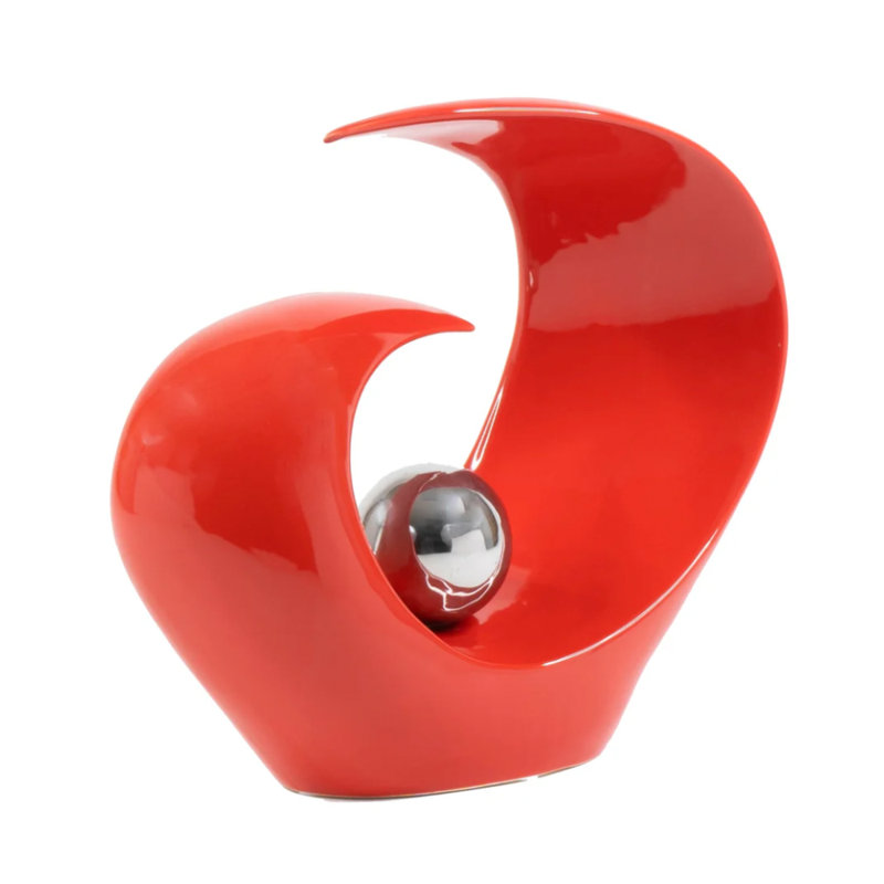 Wave Clash Abstract Sculpture, Red