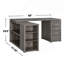 Bureau en L avec tiroirs et tablettes, gris vieilli