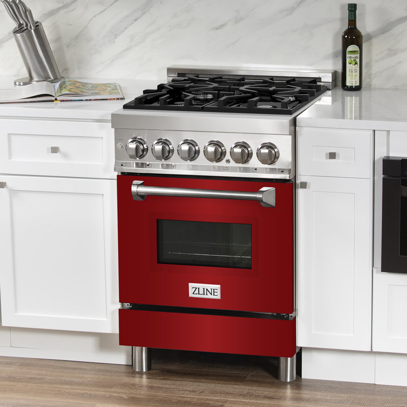 ZLINE 24" Legacy Dual Fuel Range w/ 4 Burner, Red Gloss