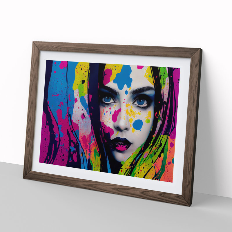 XH1022-10299X Woman Painted Vol.5 Abstract 1 Piece Single Picture Frame Wall Art, 25cm H x 34cm W x 2cm D, Walnut Framed