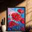 Art encadré noir coquelicots cramoisis sous un ciel de rêve, impression impressionniste-1320947517