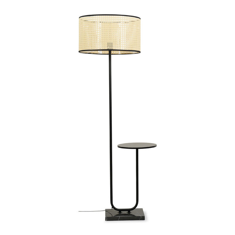 Replogle Matte Tray Table Floor Lamp Set, No, Black, Natural