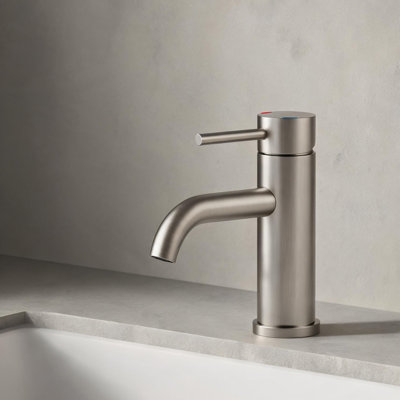 Robinet de salle de bain en nickel brossé, bonde escamotable et poignée simple, fabrication en métal