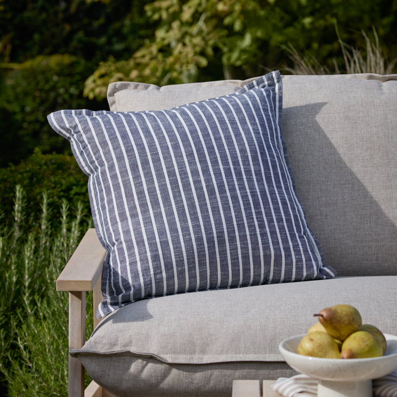 Hessle Indoor / Outdoor Striped Square Throw Cushion, Blue