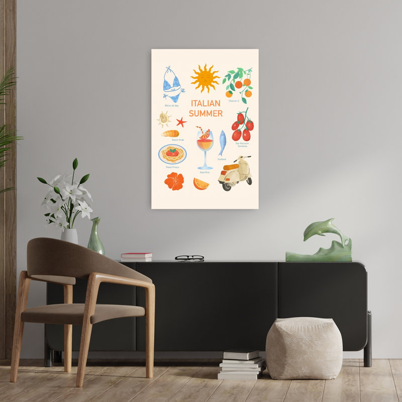 Italian Summer Abstract Contemporary Starfish Beach Flower Wall Art Print by Petra Lizde - Wrapped Canvas Print