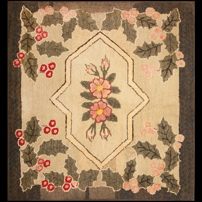 One-of-a-Kind 3'1" X 3'3" 1920s Wool Area Rug in
