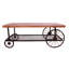 Table basse rectangulaire en bois - chêne et gris antique, métal au fini gris de style rétro