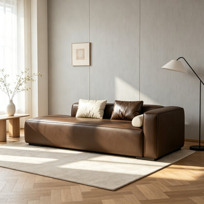 Chaise longue moderne en similicuir et bois de pin massif