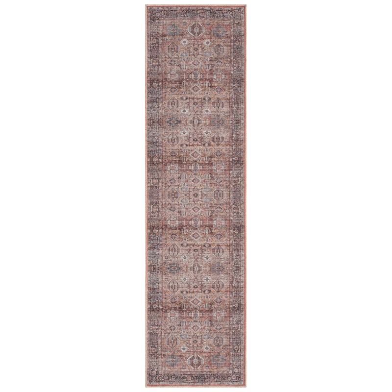 Rahway Oriental Machine Washable Rust Area Rug, Runner 1'11" x 7'2"