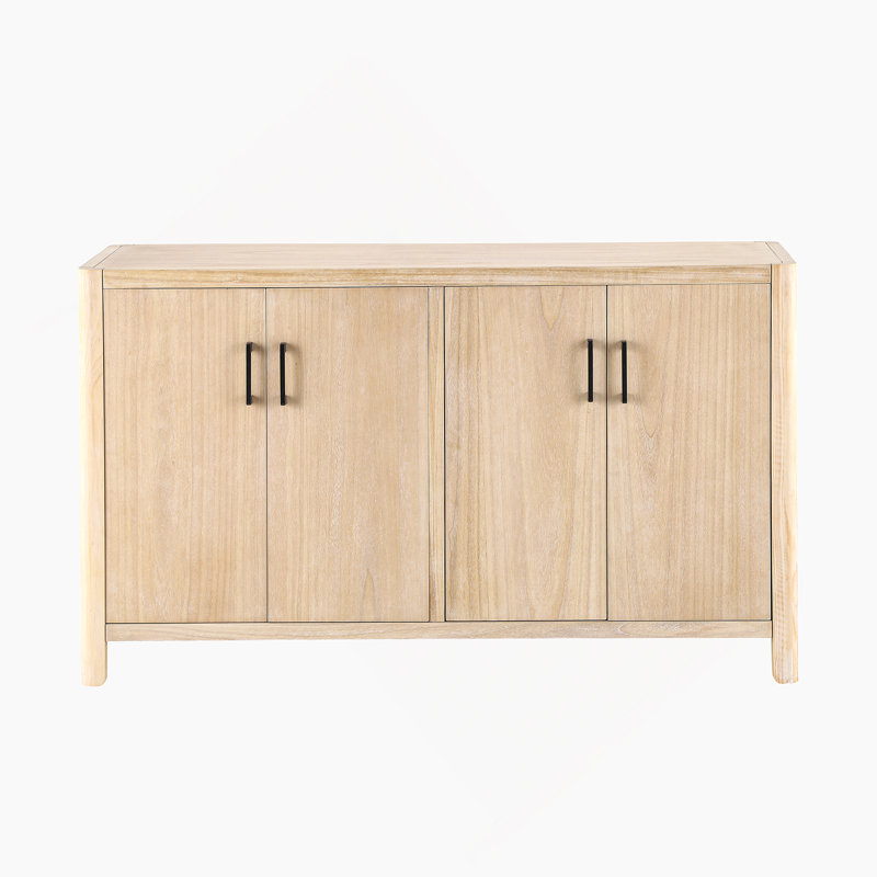 Armoire 4 portes de style campagnard Mirod avec finition patinée naturelle, un accent rustique pour les vestibules ou les petits espaces