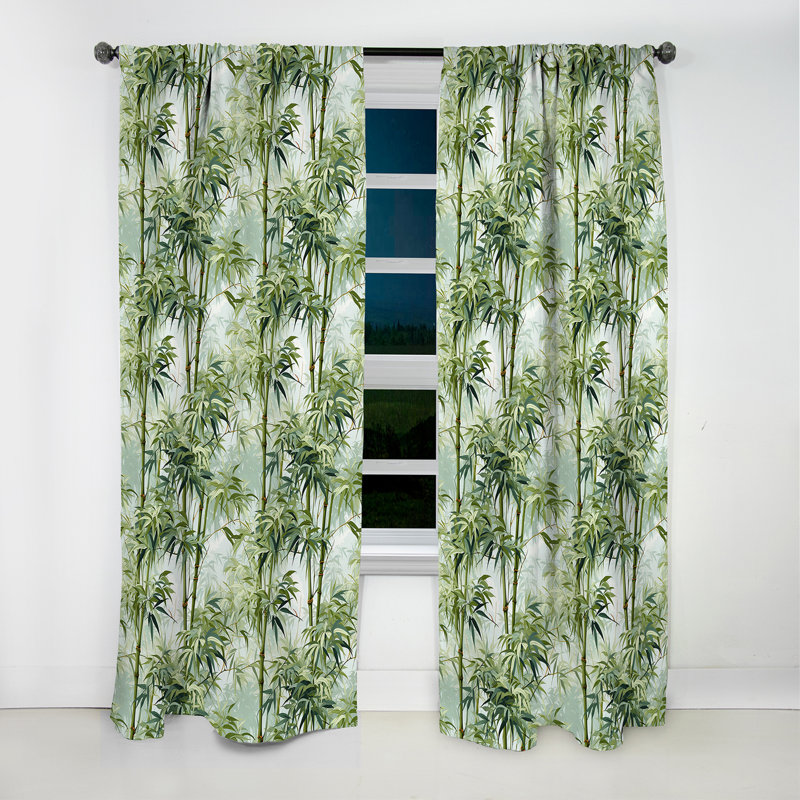 Bambou Zen Tropical Motif VI - Rideau floral - Rideau occultant floral - 1 panneau, L 52 po x L 63 po