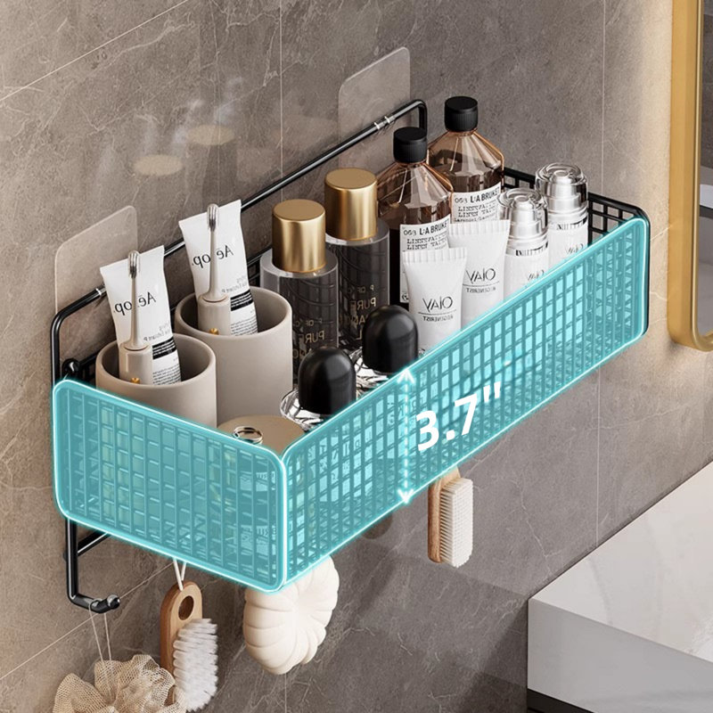Porte-serviettes, porte-serviettes, porte-serviettes de salle de bain, organisateur de serviettes mural pour salle de bain et meuble-lavabo, ensemble combiné noir (version standard + crochet)