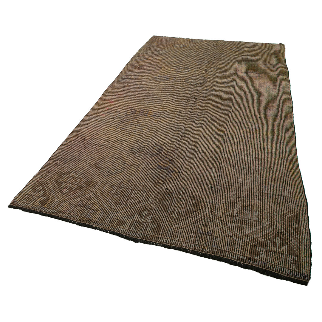 Geometric Kilim Brown Geometric Wool Handmade Area Rug